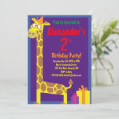 Birthday Party van Giraffe Animal Kind Kaart (Staand voorkant)