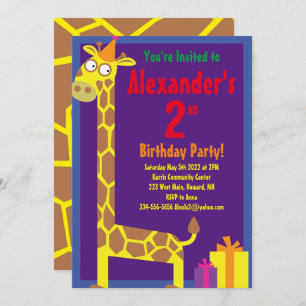Birthday Party van Giraffe Animal Kind Kaart