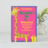 Birthday Party van Giraffe Animal Kind Kaart (Staand voorkant)
