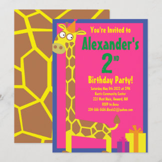 Birthday Party van Giraffe Animal Kind Kaart