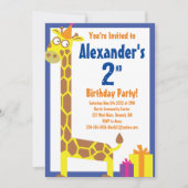 Birthday Party van Giraffe Animal Kind Kaart (Voorkant)