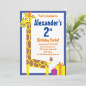 Birthday Party van Giraffe Animal Kind Kaart (Staand voorkant)