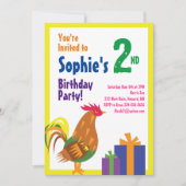 Birthday party van het dierlijk Kind Rooster Kaart (Voorkant)