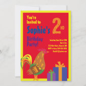 Birthday party van het dierlijk Kind Rooster Kaart (Voorkant)