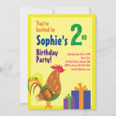 Birthday party van het dierlijk Kind Rooster Kaart (Voorkant)