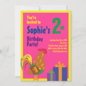 Birthday party van het dierlijk Kind Rooster Kaart (Voorkant)