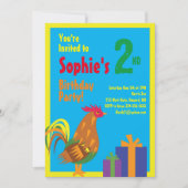 Birthday party van het dierlijk Kind Rooster Kaart (Voorkant)