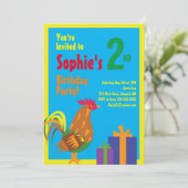 Birthday party van het dierlijk Kind Rooster Kaart (Staand voorkant)