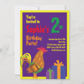 Birthday party van het dierlijk Kind Rooster Kaart (Voorkant)