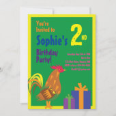 Birthday party van het dierlijk Kind Rooster Kaart (Voorkant)