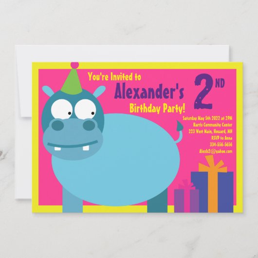 Birthday party van het Hippo-Kind Kaart (Voorkant)