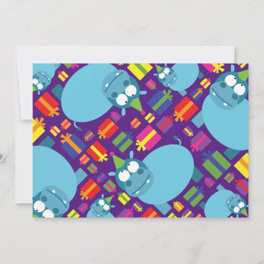 Birthday party van het Hippo-Kind Kaart (Achterkant)