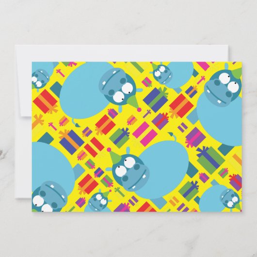 Birthday party van het Hippo-Kind Kaart (Achterkant)