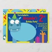 Birthday party van het Hippo-Kind Kaart (Voorkant / Achterkant)