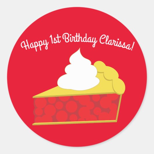 Birthday Party van het Kind Cutie Pie Cherry Ronde Sticker (Voorkant)