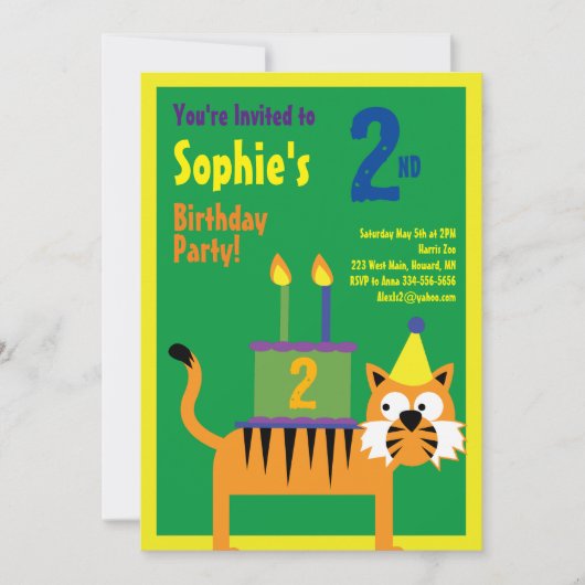 Birthday Party van het Kind van tijger Kaart (Voorkant)