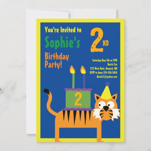 Birthday Party van het Kind van tijger Kaart (Voorkant)