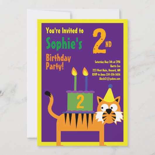 Birthday Party van het Kind van tijger Kaart (Voorkant)