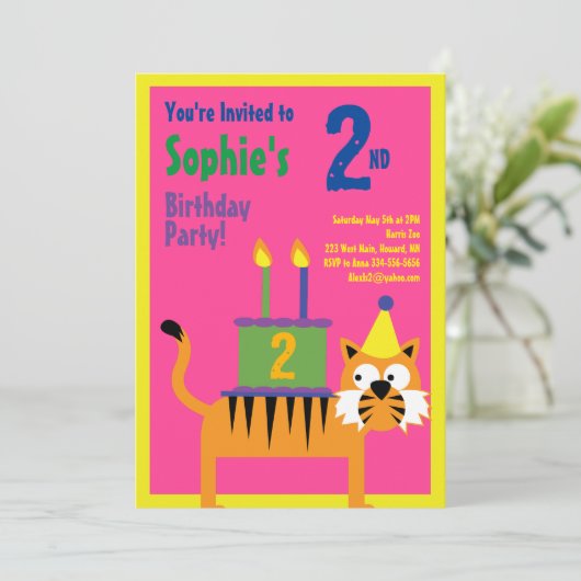 Birthday Party van het Kind van tijger Kaart (Staand voorkant)