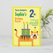 Birthday Party van het Kind van tijger Kaart (Staand voorkant)
