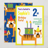 Birthday Party van het Kind van tijger Kaart (Voorkant / Achterkant)