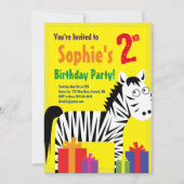 Birthday Party van het zebra Kind Kaart (Voorkant)