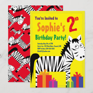 Birthday Party van het zebra Kind Kaart
