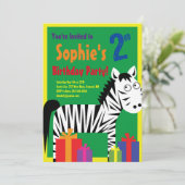 Birthday Party van het zebra Kind Kaart (Staand voorkant)