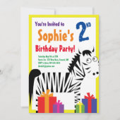 Birthday Party van het zebra Kind Kaart (Voorkant)