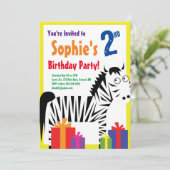 Birthday Party van het zebra Kind Kaart (Staand voorkant)