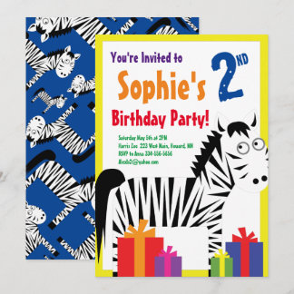 Birthday Party van het zebra Kind Kaart