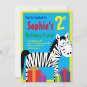 Birthday Party van het zebra Kind Kaart (Voorkant)