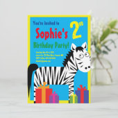 Birthday Party van het zebra Kind Kaart (Staand voorkant)