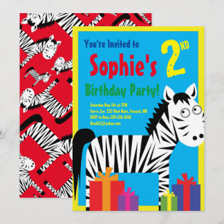 Birthday Party van het zebra Kind Kaart