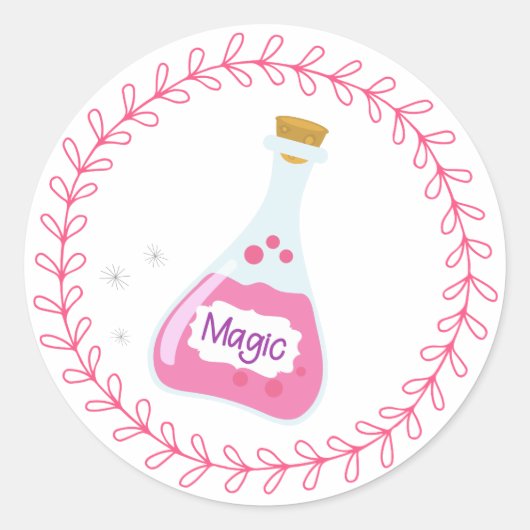 Birthday Party van Magic Fairy Girl | Magische Pot Ronde Sticker (Voorkant)