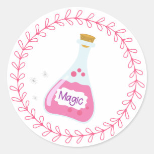 Birthday Party van Magic Fairy Girl   Magische Pot Ronde Sticker