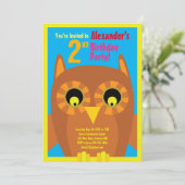 Birthday Party van Owl Animal Kind Kaart (Staand voorkant)