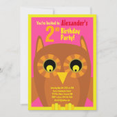 Birthday Party van Owl Animal Kind Kaart (Voorkant)