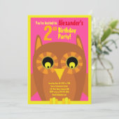 Birthday Party van Owl Animal Kind Kaart (Staand voorkant)
