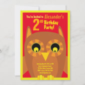 Birthday Party van Owl Animal Kind Kaart (Voorkant)