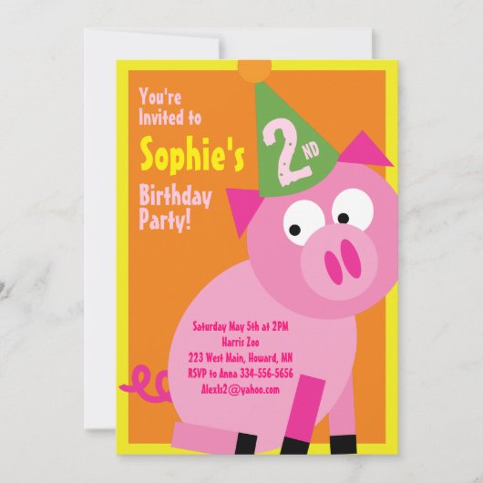 Birthday Party van Varkens Kind Kaart (Voorkant)