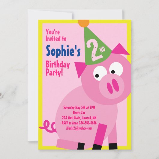 Birthday Party van Varkens Kind Kaart (Voorkant)