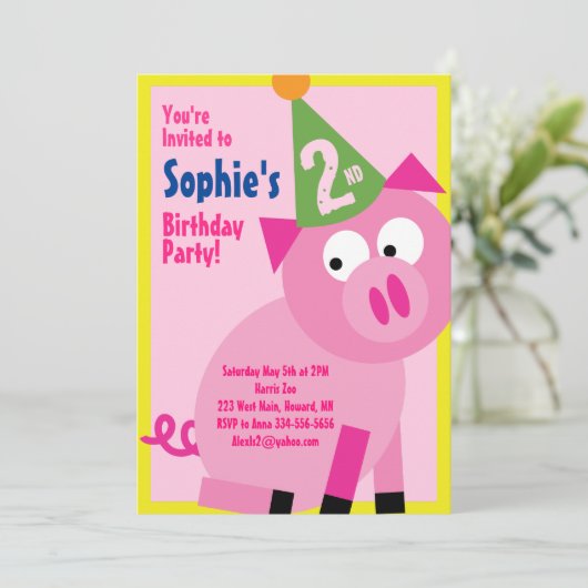 Birthday Party van Varkens Kind Kaart (Staand voorkant)