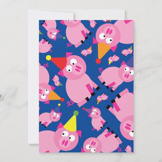Birthday Party van Varkens Kind Kaart (Achterkant)