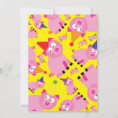 Birthday Party van Varkens Kind Kaart (Achterkant)