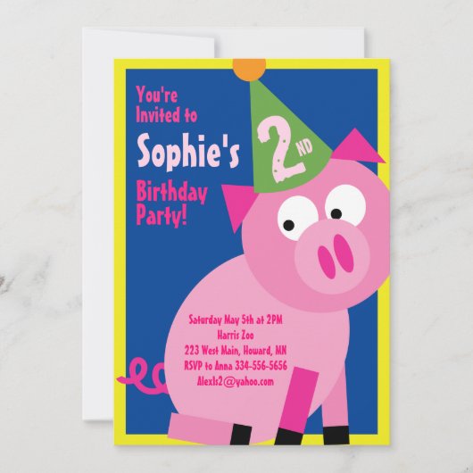 Birthday Party van Varkens Kind Kaart (Voorkant)