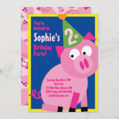 Birthday Party van Varkens Kind Kaart (Voorkant / Achterkant)