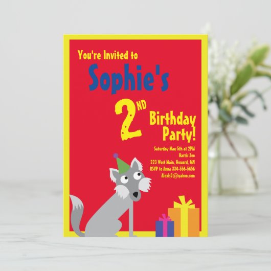 Birthday Party van Wolf Animal Kind Kaart (Staand voorkant)
