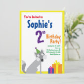 Birthday Party van Wolf Animal Kind Kaart (Staand voorkant)