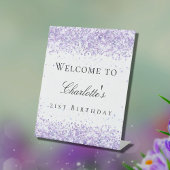 Birthday party violet lavender White welkom Reclamebord Met Voetstuk
